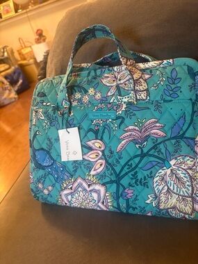 Vera Bradley Teal Quilt Floral Travel Tote